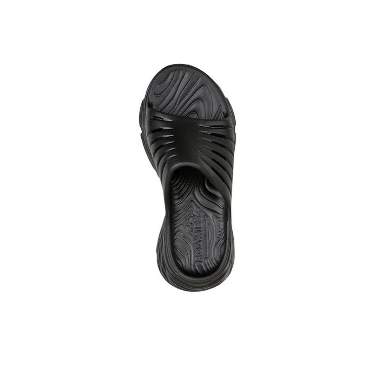 Skechers Max Cushioning Rubber Sole Slip Resistant Abrasion Resistant Slide Slippers Women's Black-3