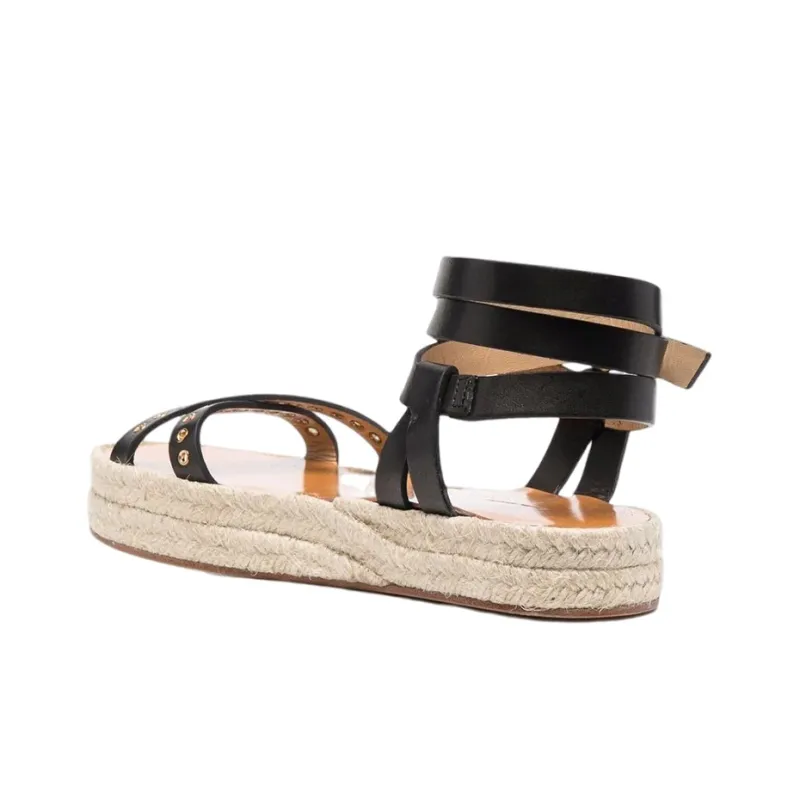 ISABEL MARANT Melyz Espadrille Strap Sandals Women's Black-3