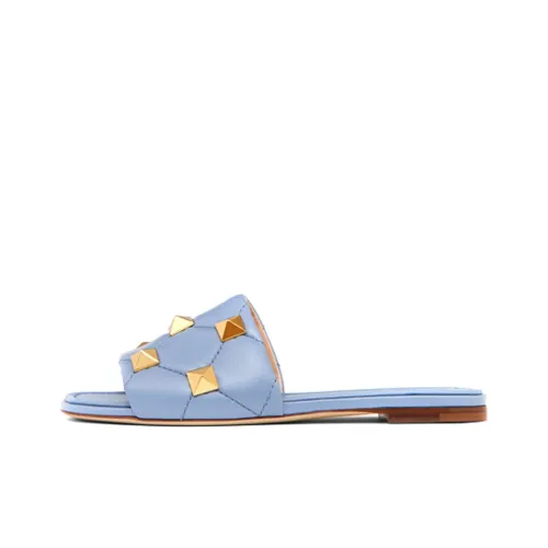 Valentino Roman Stud Slide Slippers Women's Sky Blue