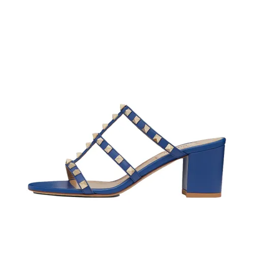 Valentino Rockstud Slide Slippers Women's Blue