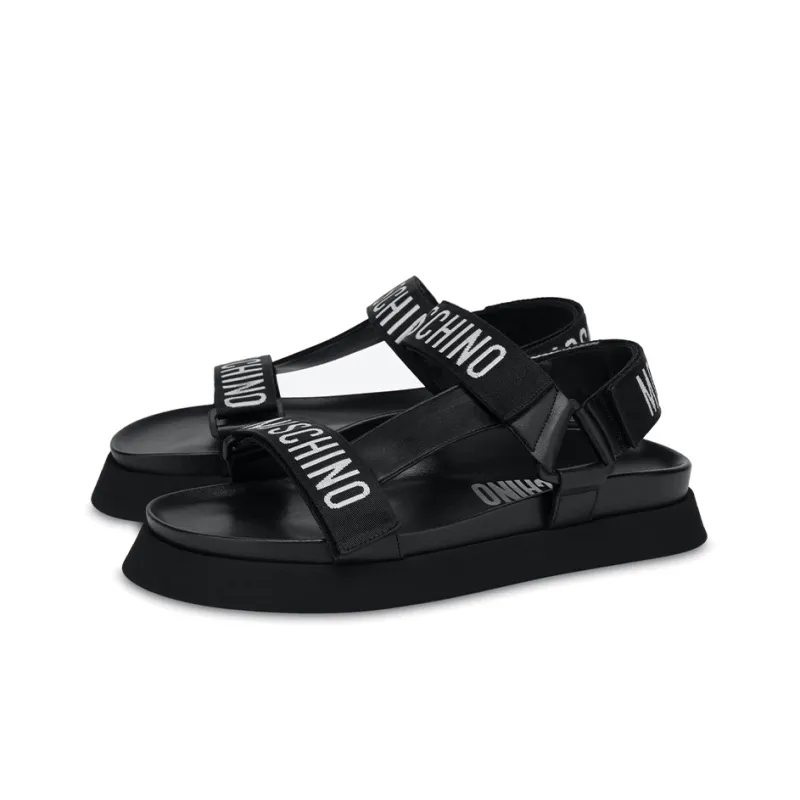 MOSCHINO Logo-tape Flat Sandals-2