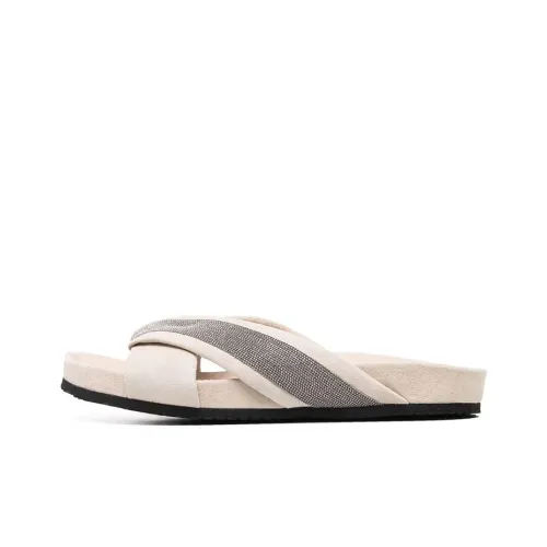 Brunello Cucinelli Slide Slippers Women's White