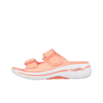 Skechers Go Walk Arch Fit Rubber Sole Slip-Resistant Slide Slippers Women's Peach Red