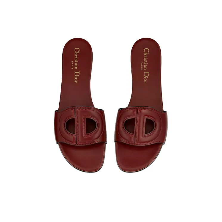 DIOR D-Club Slide Slippers Women's Red/Brown-4