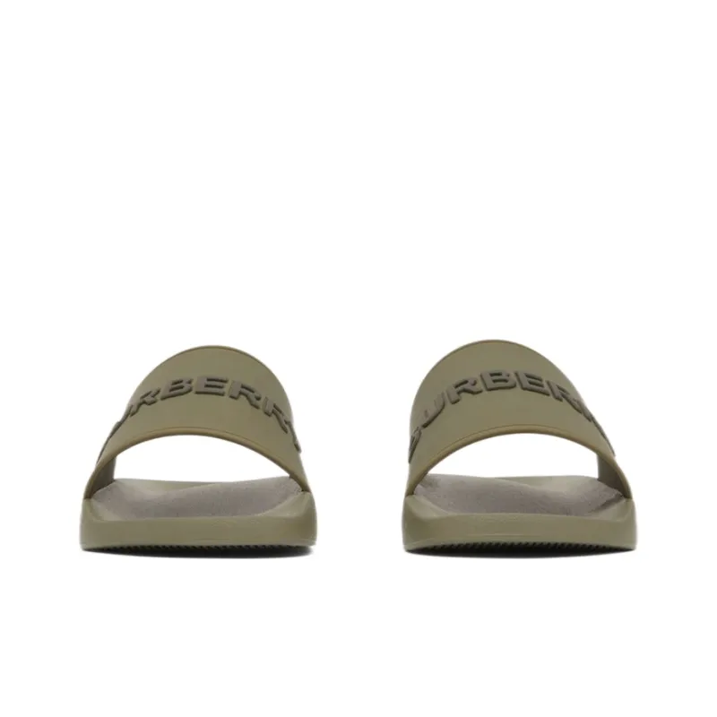 Burberry Embossed Logo Slides Dark Fern Green Black-2