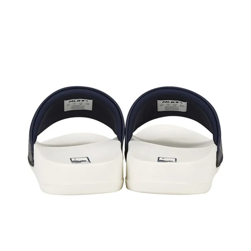 MLB Slipper Rubber Sole Slide Slippers Unisex Beige Blue-4