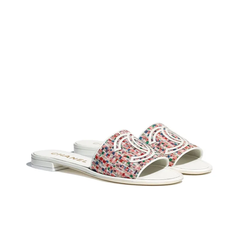 CHANEL Abrasion Resistant Slide Slippers Women's Red Blue Green-3