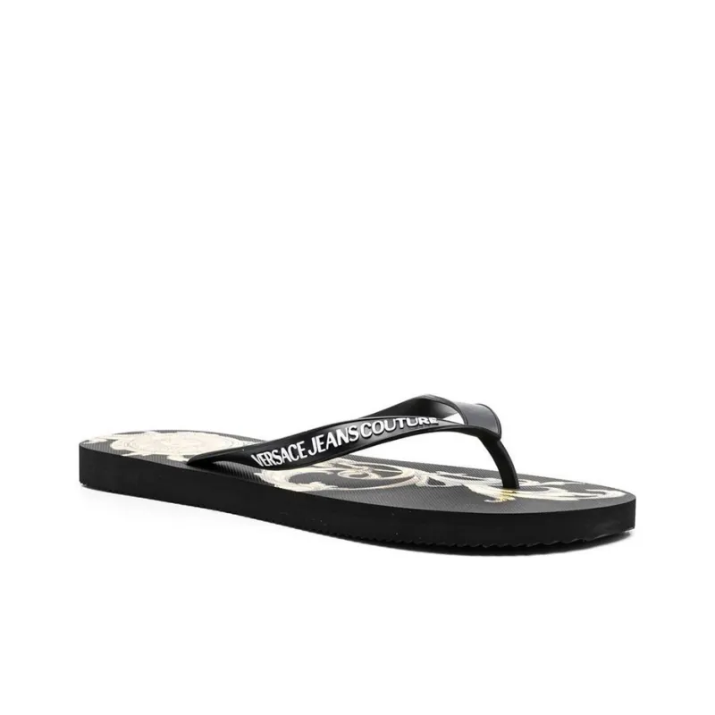 VERSACE Rubber Sole Quiet Flip Flops Men's Black-2