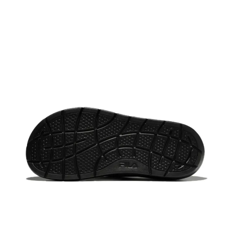 FILA Fong Song Platform Casual Sports Slippers Unisex Black Korean Version-3