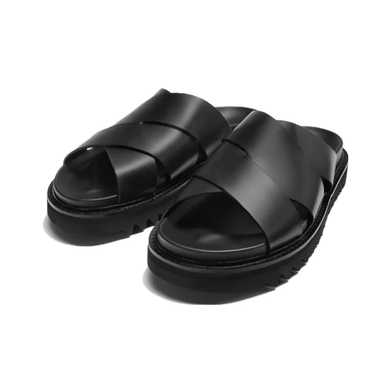 ZARA Rubber Sole Slide Slippers Men's Black-1