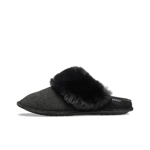 Crocs Mule Fur Slippers 'Black' Women's