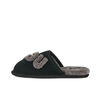 UGG Scuff Logo Sheepskin Stylish Sandals Men's Black