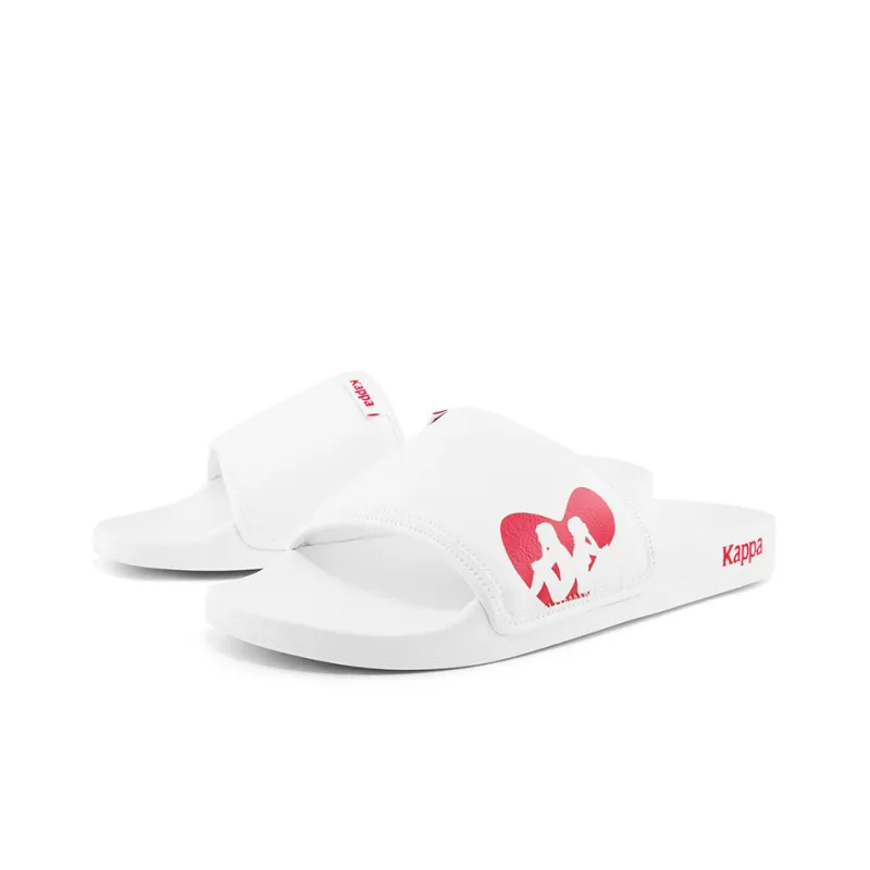 Kappa Slide Slippers Unisex Jasmine White/Cherry Red-4