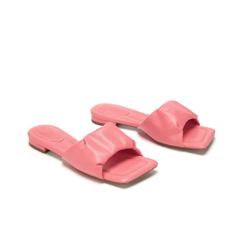 TOOMANYSHOES Slide Slippers Women's Ecru/Light Blue/Peach Red-7
