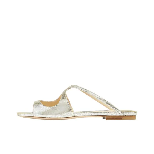 Jimmy Choo Anise Metallic-effect Flat Mules