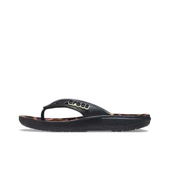 Crocs Classic Animal Flip Flops Unisex Leopard Print 'Black Leopard'
