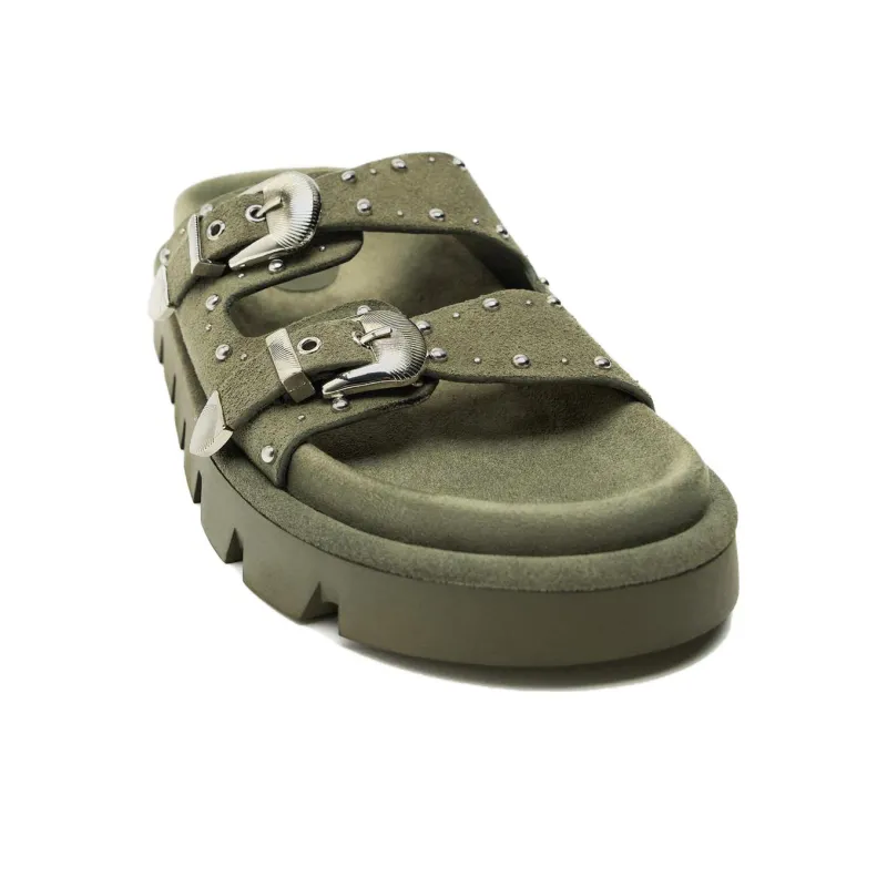 ZARA Trf Rubber Sole Slide Slippers Women's Khaki Green-3