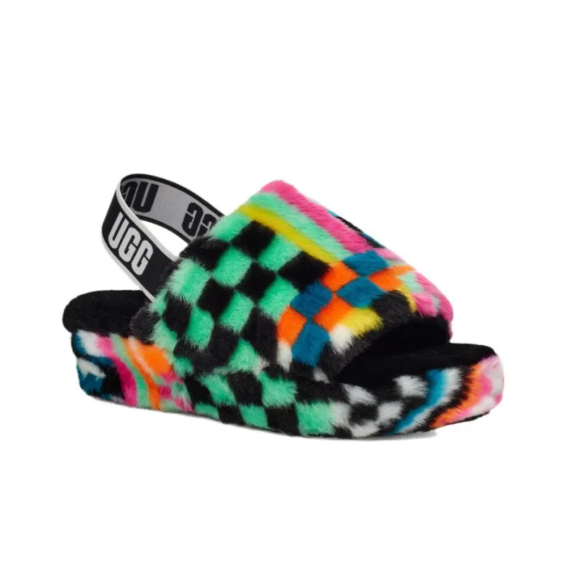 UGG FLUFF YEAH Slippers Women's Black Multicolor-2