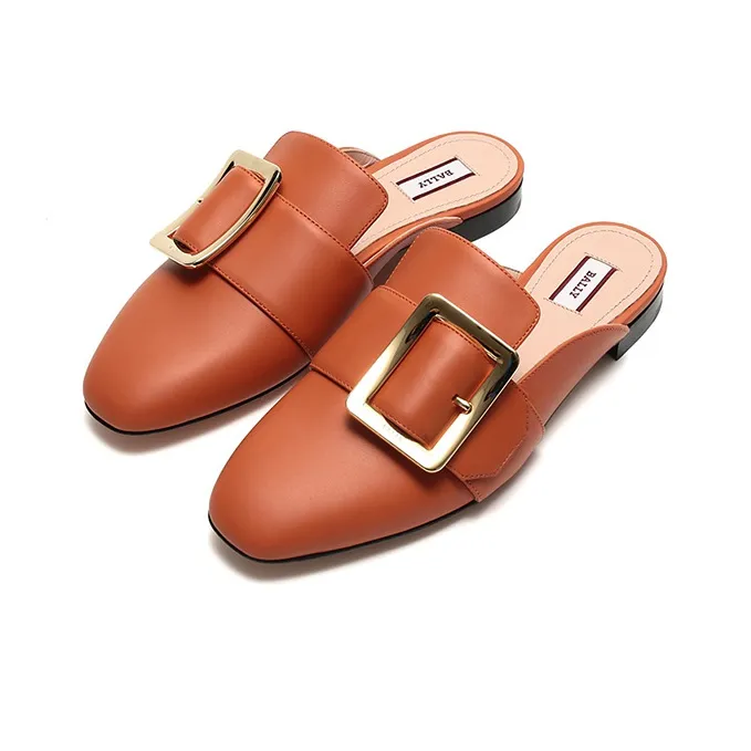 BALLY Closed Toe Slippers Women's Orange Red-2