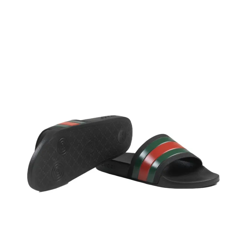 GUCCI Rubber Slides Red Green Men's-4