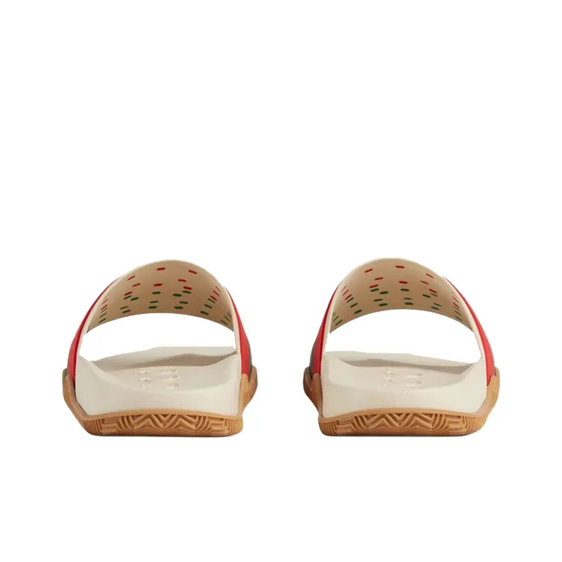 GUCCI Slide 'Interlocking G - White Red Green' Women's-3
