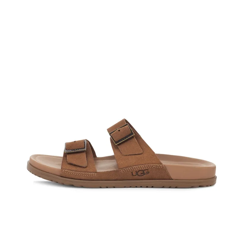 UGG Wainscott Buckle Slide Rubber Sole Slide Slippers Men's Chestnut-0