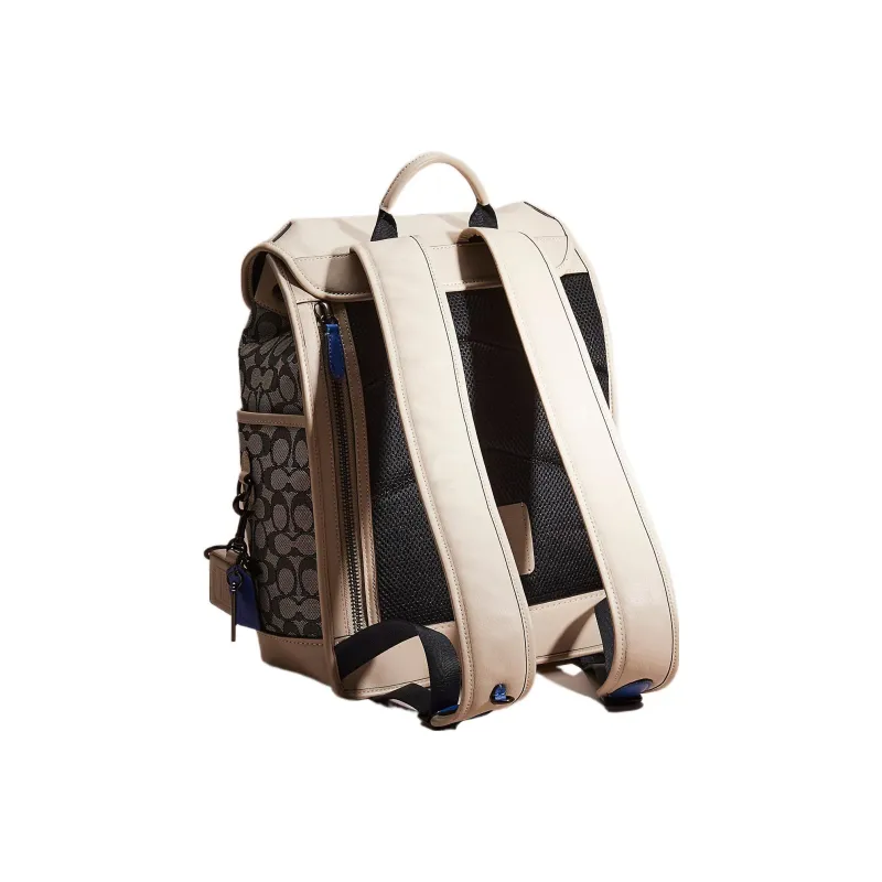 COACH Calfskin Large Capacity Backpack Tubas Men's Gray Monogram & Beige-2