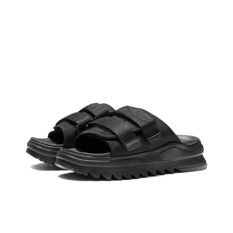 LiNing CF Tracing Rubber Sole Quiet Slide Slippers Women's Black-2