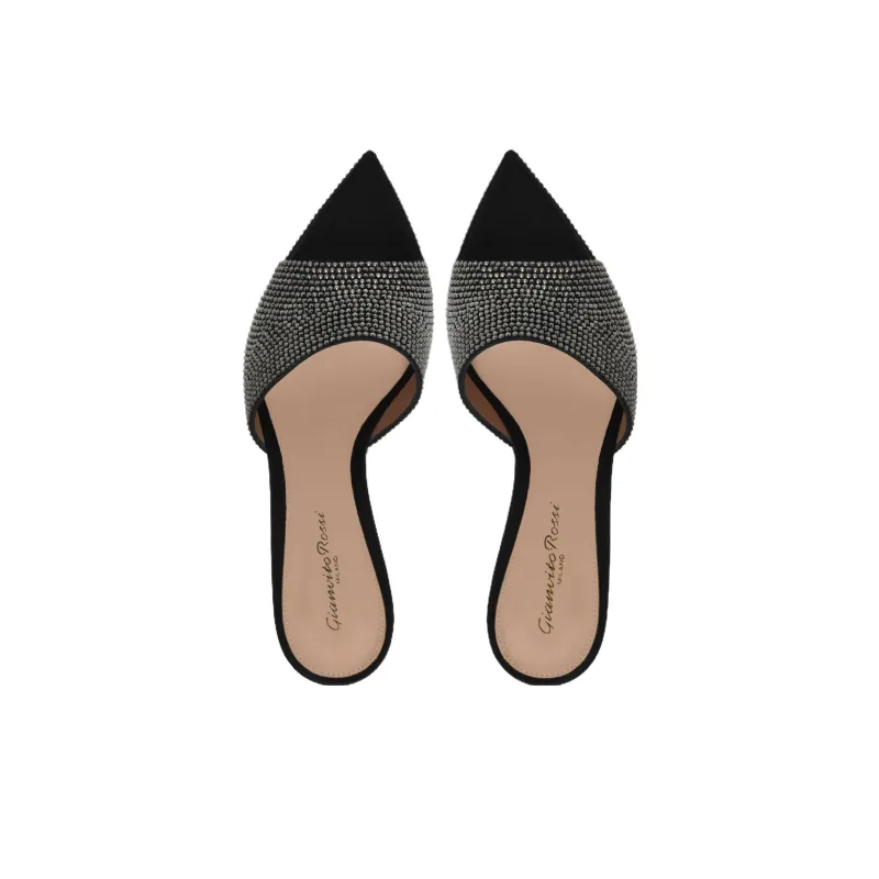 GIANVITO ROSSI Crystal Tracey Quiet Slide Slippers Women's Black-2