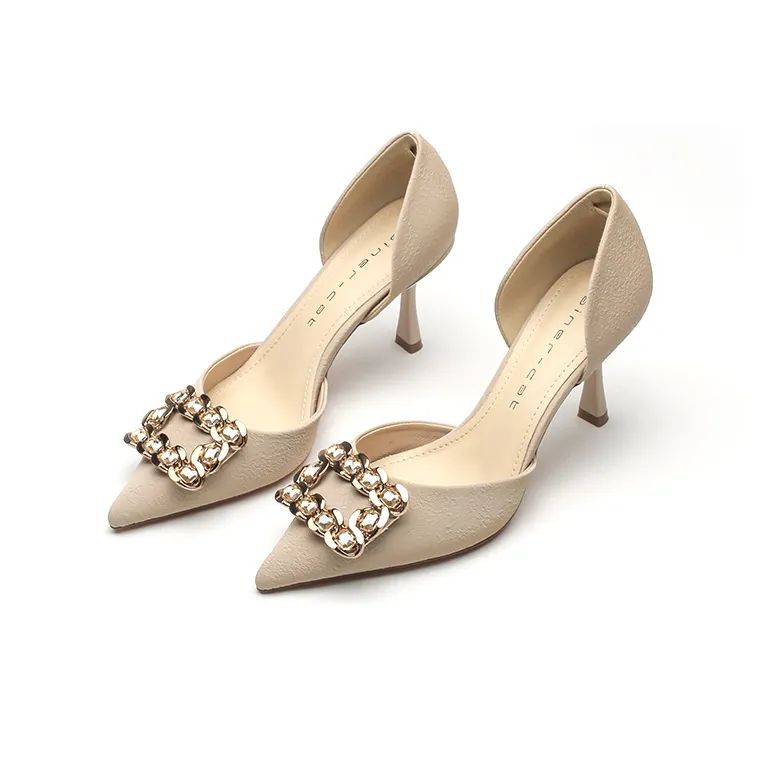 Ainer cat Slim Heel High Heels Women's Apricot-3
