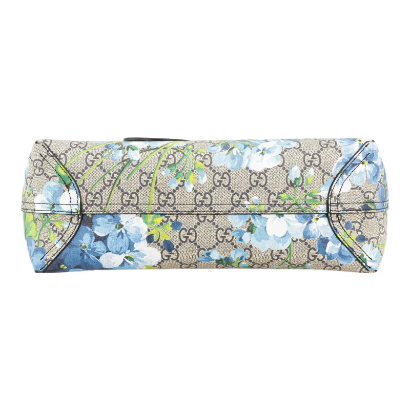 GUCCI GG Blooms Leather Tote Bag Shopping Bag Shoulder Bag Crossbody Bag Handbag Small Size Women's Beige/Blue-3