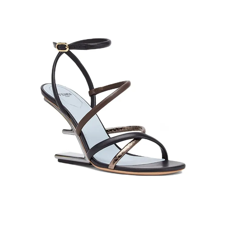 FENDI Fendi First Strap Sandals Women's Brown Black-2