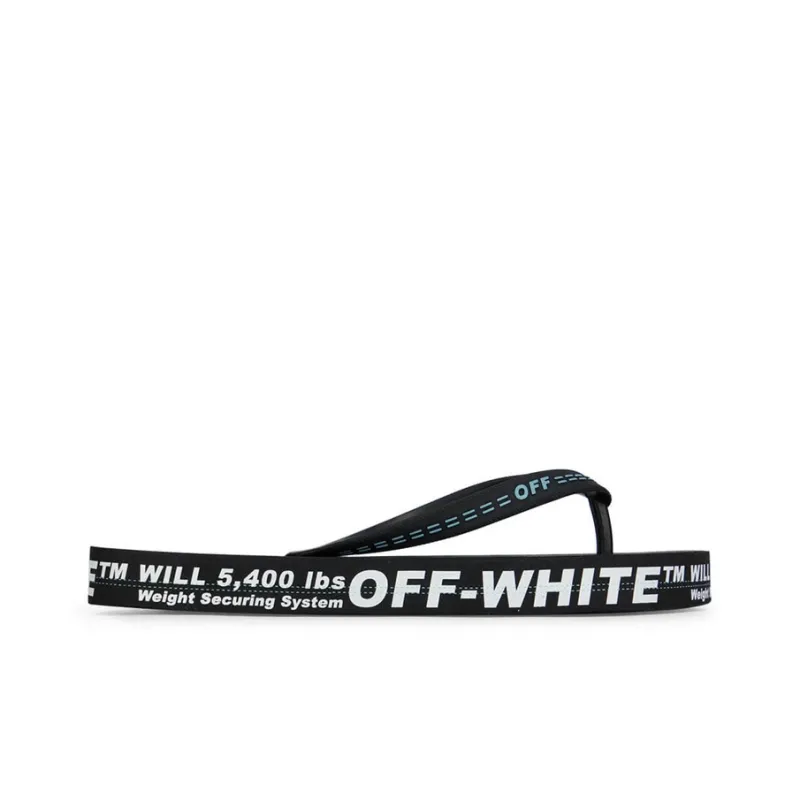 OFF WHITE Logo Flip Flop Black White-1