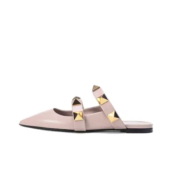 Valentino Roman Stud Closed Toe Slippers Women's Smoke Pink