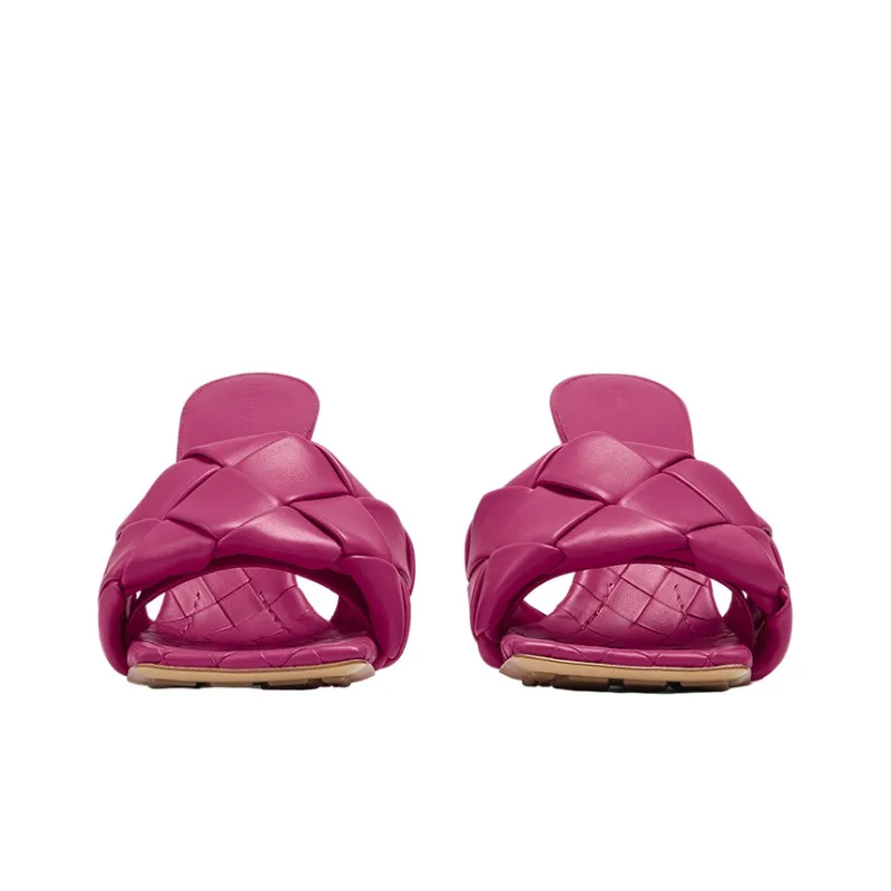 Bottega Veneta Lido Slide Slippers Women's Fuchsia-2