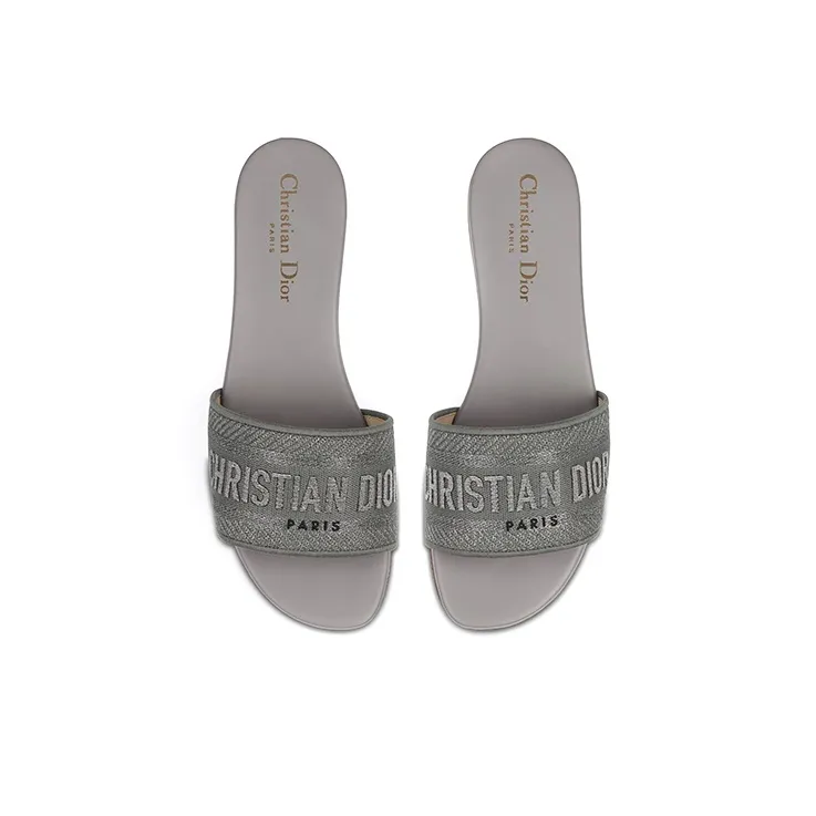 DIOR Dway Slide Slippers Women's Silver-3