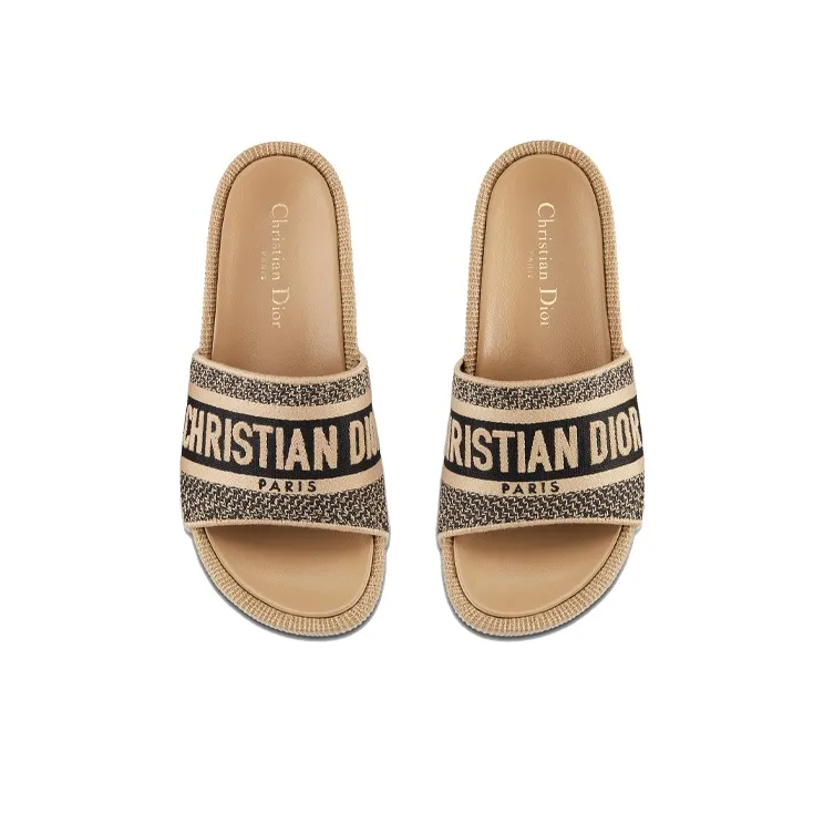 DIOR Dway Slide Slippers Women's Beige Camel-3
