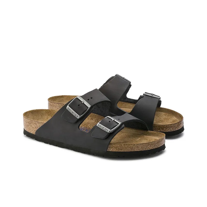 Birkenstock Arizona Oiled Nubuck Leather Narrow Fit Sandals 'Black'-3