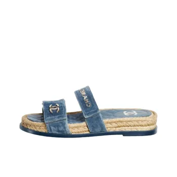 CHANEL Slide Slippers Women's Blue