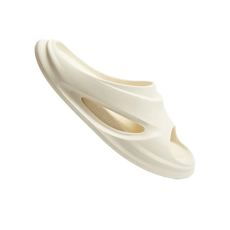 0592 Quiet Abrasion Resistant Slide Slippers Unisex Cut Out Very White-2