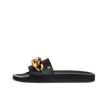 VERSACE Chain Link Slides Black Women's