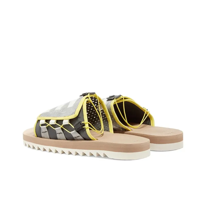 Suicoke Rubber Sole Slip Resistant Slide Slippers Unisex Black Yellow-1