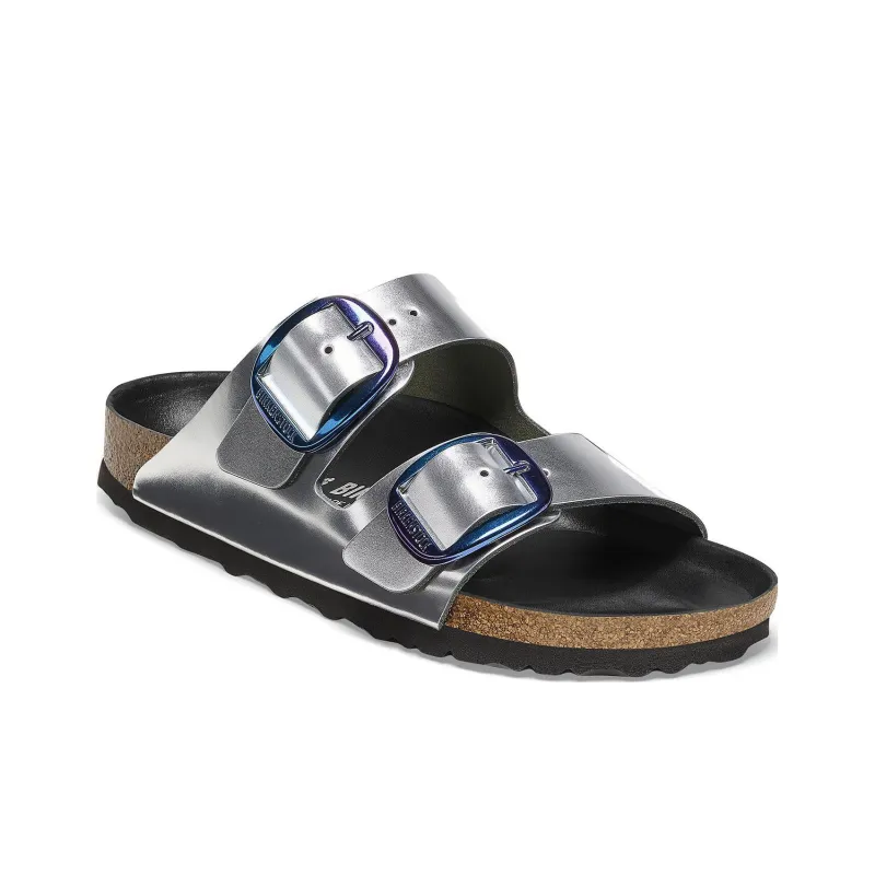 Birkenstock Arizona Big Buckle Natural Leather Narrow Fit 'Metalic Silver' Women's-1