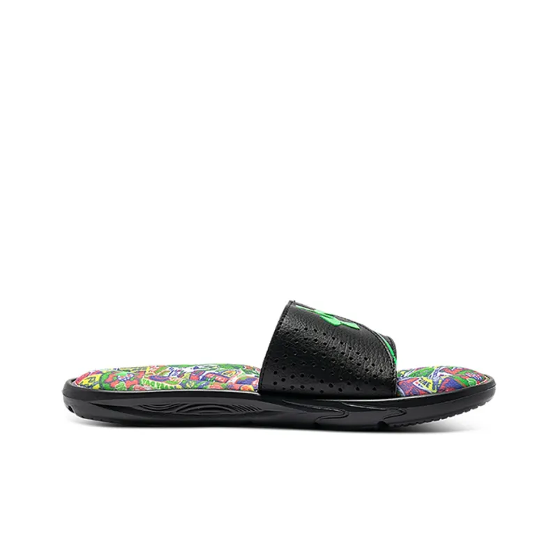 Under Armour Ignite Vi Graphic Strap Slides 'Black Green'-1