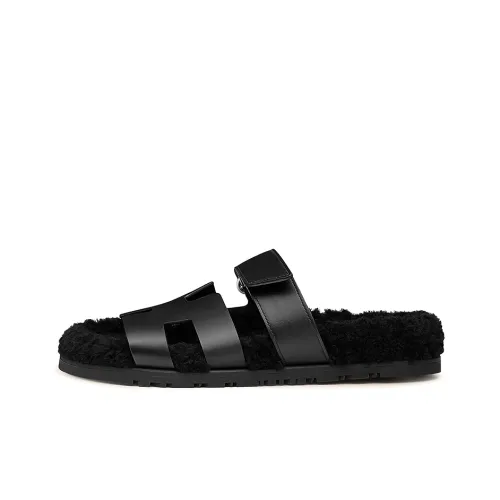 HERMES Chypre Slide Slippers Women's Black