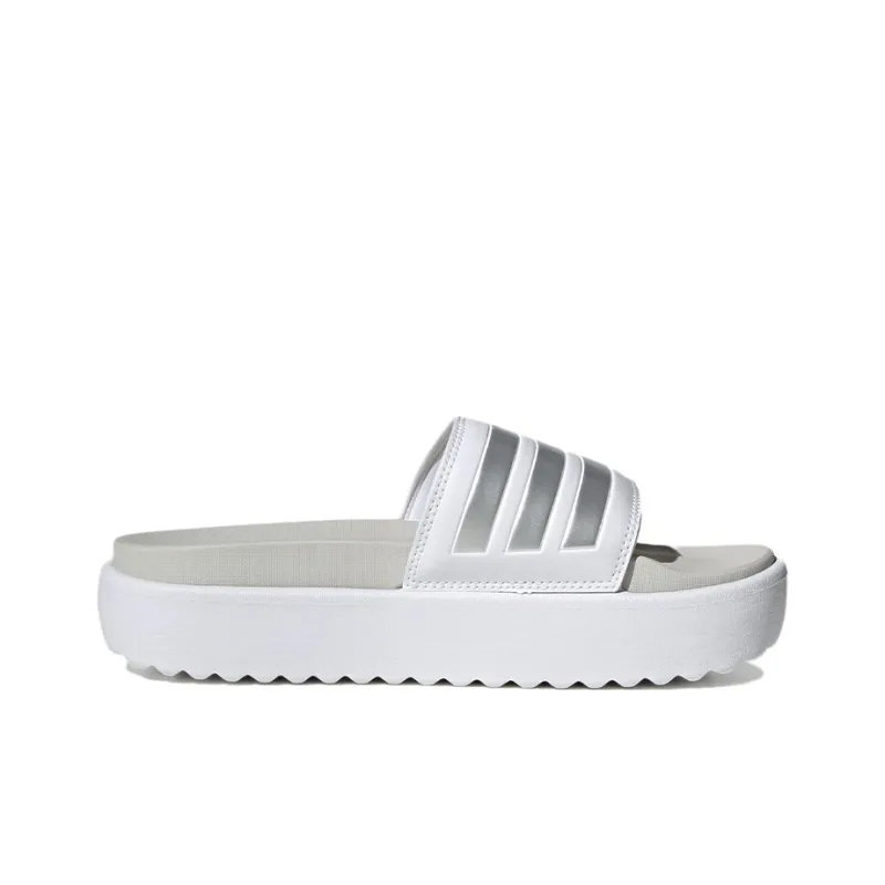 Adidas Adilette Platform Slides Cloud White Zero Metalic Grey Women's-1