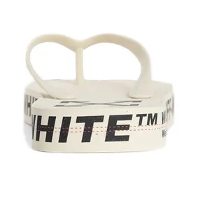 OFF WHITE Beach Alphabet Thick Sole White Flip Flops-4