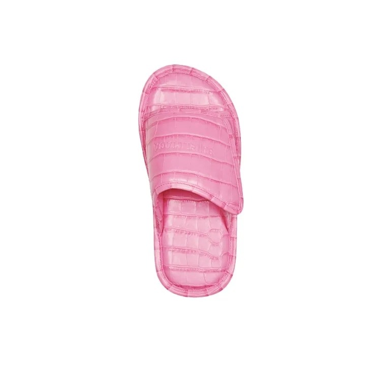 Balenciaga Home Crocodile Pattern Calfskin Mules Pink Women's-4