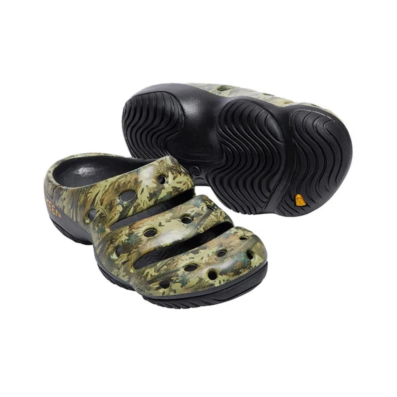 KEEN Yogui Artsfull Rubber Sole Quick Dry Slide Slippers Men's Black Green-3
