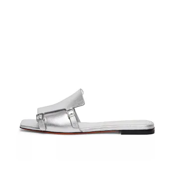Santoni Metallic Leather Mules